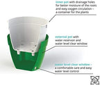 Gardenera 10.6" ASTI Self Watering Planter (Set of 3) in Green-Gold/White - Modern Flower Pot with Water Level Indicator for All House Plants, Flowers, Herbs, Succulents and Hanging Plants - Image 4