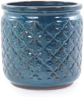9 Inch Ceramic Planters, Set of 3, 15/12/9 Inch, Navy Blue Geometric - Image 6