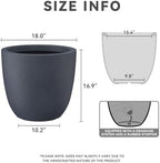 Kante 18 Inch Dia Round Concrete Planter, Indoor Outdoor Large Plant Pot with Drainage Hole and Rubber Plug for Home Patio Garden, Dark Gray - Image 3