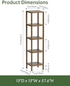 SMIBUY Bathroom Storage Shelf, 5-Tier Bamboo Rack Organizer, Multifunctional Shelving Unit for Living Room Bedroom Kitchen (Walnut) - Image 2
