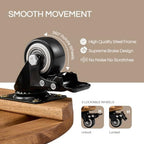 THYOI 2 Pack 12" Acacia Wood Plant Caddy with Lockable 360° Caster Wheels, 300 LB Heavy Duty Rolling Stand for Indoor Outdoor Planter Pots, Wooden Dolly for Patio (Golden Teak, Round) - Image 3