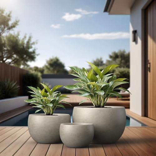 Kante 3-Pack 20" 15.7" 11.8" W Round Weathered Concrete Planters - Image 6