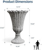 24" Tall Urn Planters for Outdoor Plants, Urns and Pedestal, Gray - Image 2