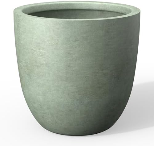 Kante Large Round Bowl Mint Green Concrete Planter 18" Dia, Outdoor by Unknown