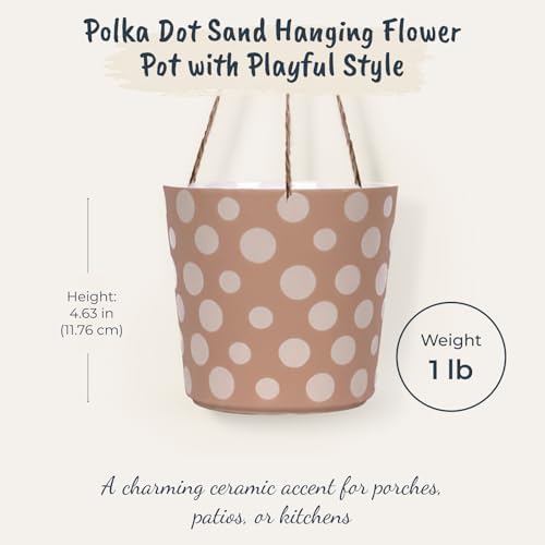 Blue Sky Ceramic Hanging Polka Dot Sand 6.5'' Flower Pot, Multi Color - Image 3