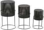 CosmoLiving by Cosmopolitan Metal Indoor Outdoor Planter Geometric Cutout Large Planter Pot with Circular Removeable Stands, Set of 3 Planters 23", 19", 15"H, Black - Image 4