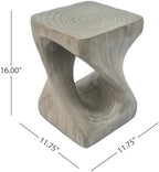 IRONORA Concrete Look Twisted Hollow Pedestal Side Table, Hourglass Sculpture Accent End Table, Weather Resistant Decor Plant Stand for Living Room Covered Patio Wabi Sabi Industrial Decor - Image 2