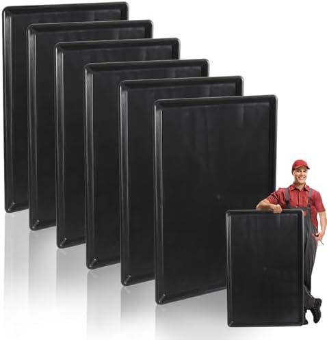 6 Pack Extra Large Oil Drip Pan, 35.4 x 24 x 1.6 in Oil Change Drain Pan, Plastic Oil Drip Tray for Under Car, Oil Catch Pan Tray for Garage, Fridges, Washing Machines, Cat Litter Box Bottom by Unknown