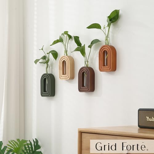 GRID FORTE 4 Pack Wood Wall Arched Propagation Vases - Image 2