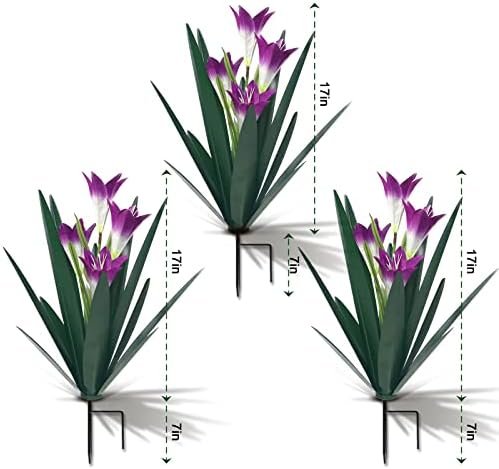 Homight Metal Agave Plant Outdoor Decoration Lily Mexican Yard Art Garden Gift Home Decor Hand Painted Metal Agave Garden Yard Statue, Outdoor Lawn Ornaments(3 Big Purple Lilies) - Image 5