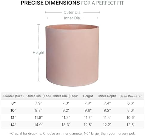 FaithLand 8 Inch Fiberstone Planter - Lightweight Modern Cylinder Plant Pot with Drainage Hole & Plug, Indoor Outdoor Use, Terracotta Color - Image 3