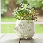 Ceramic Planter and Flower Pot for Home Decor – Elegant Plant Pot with Sculpted Floral Detail for Indoor and Outdoor Use – Adds a Romantic Touch to Garden, Patio, Living Room, or Shelf – 6" Ivory - Image 2