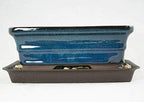 8" Rectangular Dark Blue Bonsai / Succulent Pot + Tray + Rock + Mesh Combo by Unknown