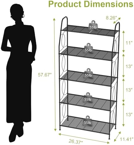 VyGrow 5 Tier Plant Stand Indoor Outdoor, Heavy Duty Plant Shelf, Metal Mesh Tall Plant Stands Holder Rack for Living Room Balcony and Garden, Black - Image 3