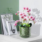 EFISPSS Orchid Pots with Holes, 7 Inch Orchid Pots with Drainage Holes and Tray, Indoor or Outdoor Large Pot for Orchid Care,Durable for Repotting or New Plants - Green - Image 2