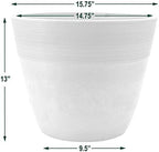 PSW Pot Collection FM40TP 16-inch Plastic/Stone/Wood Composite Large Ribbed Planter – No Drainage Hole (Drillable), Indoor/Outer Garden Pot for Foliage, Trees, Flowers, Ferns, Taupe - Image 4