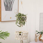 Macrame Plant Hanger, Space Saving Decorative Flower Pot Holder Handmade Weave Hanging Basket for Indoor Home (Wite 3 Tiers) - Image 7