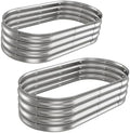Galvanized Oval Raised Garden Bed, 4 x 2 x 1 ft 2-Pack, Metal Planter Box with Open Base. DIY Outdoor Gardening Kit for Backyard & Patio, Ideal for Vegetables, Flowers & Herbs, Silver by AmazStove