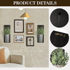 SHOHAYTO Farmhouse Wall Decor Set of 2 - Wood Hanging Planters with Artificial Eucalyptus, Rustic Vertical Pocket Vases for Bathroom Kitchen, Indoor Greenery Decor - Image 3