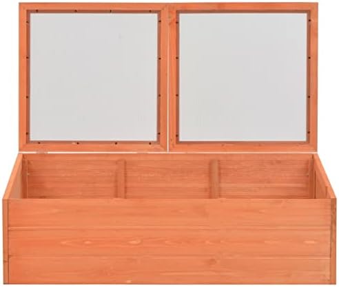 Wooden Garden Portable Greenhouse Sturdy Cold Frame Raised Plants Bed Protection with 2 PC Boards and Openable Top Door Raised Flower Planter Box 39.4"x19.7"x13.4" -AA - Image 4