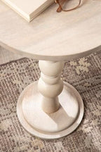 Kate and Laurel Wegner Traditional Wooden Round Side Table; 16 x 26; Whitewash; Elegant and Durable Pedestal Table for Use as Living Room End Table; Plant Stand; or Bedroom Nightstand - Image 6