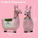 Ceramic Llama Planter for Succulent Plants Cute Alpaca Decor for Home, Office 8 1/2 Tall with Drain Holes Perfect for Cactus or Small House Plant Decoration (Pink) - Image 3