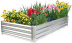 JERIA 6×3×1ft Raised Garden Bed with Support Rods,Galvanized Raised Garden Bed Kit Outdoor Metal Gardening Planter Box for Vegetable, Fruits, Flower by JERIA