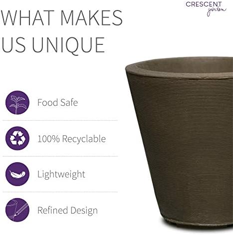 Crescent Garden Madison Indoor/Outdoor Modern Round Planter with Drain Hole - Durable All-Season Plant Container for Patio, Balcony Pots, Indoor Houseplant Flowerpot 16" W (Old Bronze) - Image 4