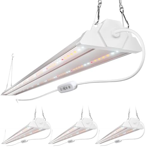 FREELICHT 4Pack 4FT Grow Light for Indoor Plants, Timer, 60W Full Spectrum by FREELICHT
