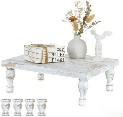 Hanobe Wood Risers for Decor Farmhouse Pedestal Display Stands White by Hanobe