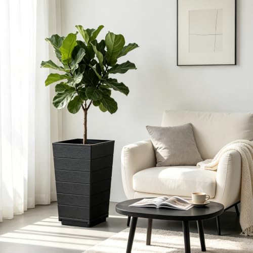 Resin Tall Planters Set of 2, 23" Large Taper Outdoor Planter Pots - Image 3