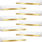 Blulu 8 Packs 14 Inch Acrylic Floating Shelf Wall Mounted Invisible Acrylic Shelf Ledge Floating Bookshelf for Living Room Office Bedroom Bathroom Kitchen Decoration Space Save (Golden) by Blulu