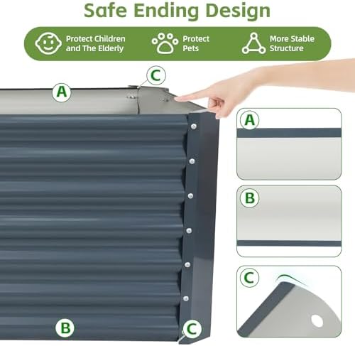 Raised Garden Bed, 4x2x1.86ft, Grey - Image 5
