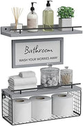 WOPITUES Floating Shelves for Bathroom Decor Art, Modern Grey by WOPITUESOfficial
