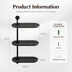 Rotating Window Plant Shelves 3-Tier, Wooden Window Shelf for Plants, Sill Space-Saving Corner Hanging Wall Stand for Multiple Plants, Indoor Home Decor, Black - Image 2