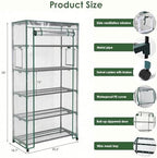 5 Tier Indoor Greenhouse with Grow Lights & Wheels & 2 Ventilation Windows , 36"x19"x70" Portable Green House Cabinet Kit with 5 Shelves Transparent PE Cover - Image 3