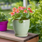 Ceraimc Planters Indoor, 6 Inch Ceraimc Flower Pots, Retro Green - Image 4