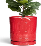 Eightpot 12 Inch Pots for Plants, Ceramic Pots for Plants Indoor Outdoor, Round Flower Pot with Drainage Holes and Saucers, Modern Decorative Planter, Home Porch Decor, Gardening Gifts, Red by Eightpot