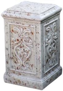 VISIBLE Vintage Cement Urn Planter with Ornate Pedestal Base, Rustic White, 14.2 x 31 Inch, Indoor/Outdoor (Rustic, Bundle) - Image 4