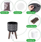 D'vine Dev Planter Pot with Wood Stand, 8 in, White/Black, 88-G-A-4 - Image 4