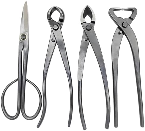 4 Pcs Bonsai Tool Kit, Carbon Steel, for Pruning Shaping Styling, Trunk Splitter Included by Unknown