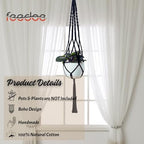 Feedee Macrame Plant Hangers - 6 Pack, Black, Indoor/Outdoor, Cotton - Image 4