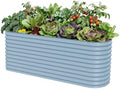 32" Extra Tall Raised Garden Bed Kits, 2 x 8 x 2.7ft Raised Planter Box Outdoor, 3.5 x 6.5 x 2.7ft Deep Root 9 in 1 Modular Metal Raised Beds for Gardening Vegetables Flowers Fruits - Sky Blue by Unknown
