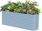32" Extra Tall Raised Garden Bed Kits, 2 x 8 x 2.7ft Raised Planter Box Outdoor, 3.5 x 6.5 x 2.7ft Deep Root 9 in 1 Modular Metal Raised Beds for Gardening Vegetables Flowers Fruits - Sky Blue by Unknown