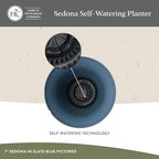 The HC Companies Sedona Self-Watering Planter Pot, 16 Inch, Seafoam, 2-Pack - Image 3