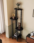 Vintage Corner Shelf 4-Tier, Solid Wood Corner Bookshelf, Black by Unknown