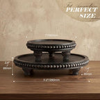 EOSAHR Pine Wood 2-Piece Display Risers - Round Display Stand, Old Black - Image 2
