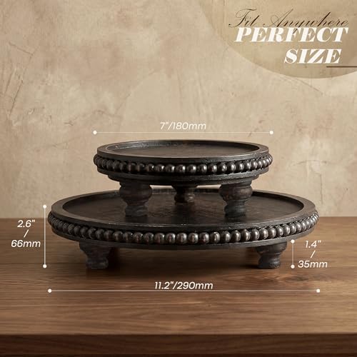 EOSAHR Pine Wood 2-Piece Display Risers - Round Display Stand, Old Black - Image 2
