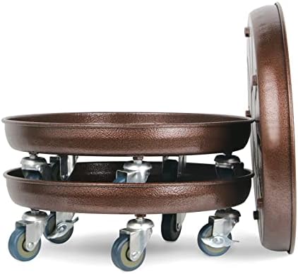 Plant Caddy with Wheels 14 Inch 2 Pack, Heavy Duty Metal Plant Stand & Dolly with Lockable Casters, Holds 200 lbs for Indoor Outdoor Large Flower Pots, Bronze by Kaoolaa