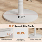 Homleke Round Side Table with Solid Wood Pillar, Small Drink Table - Image 7